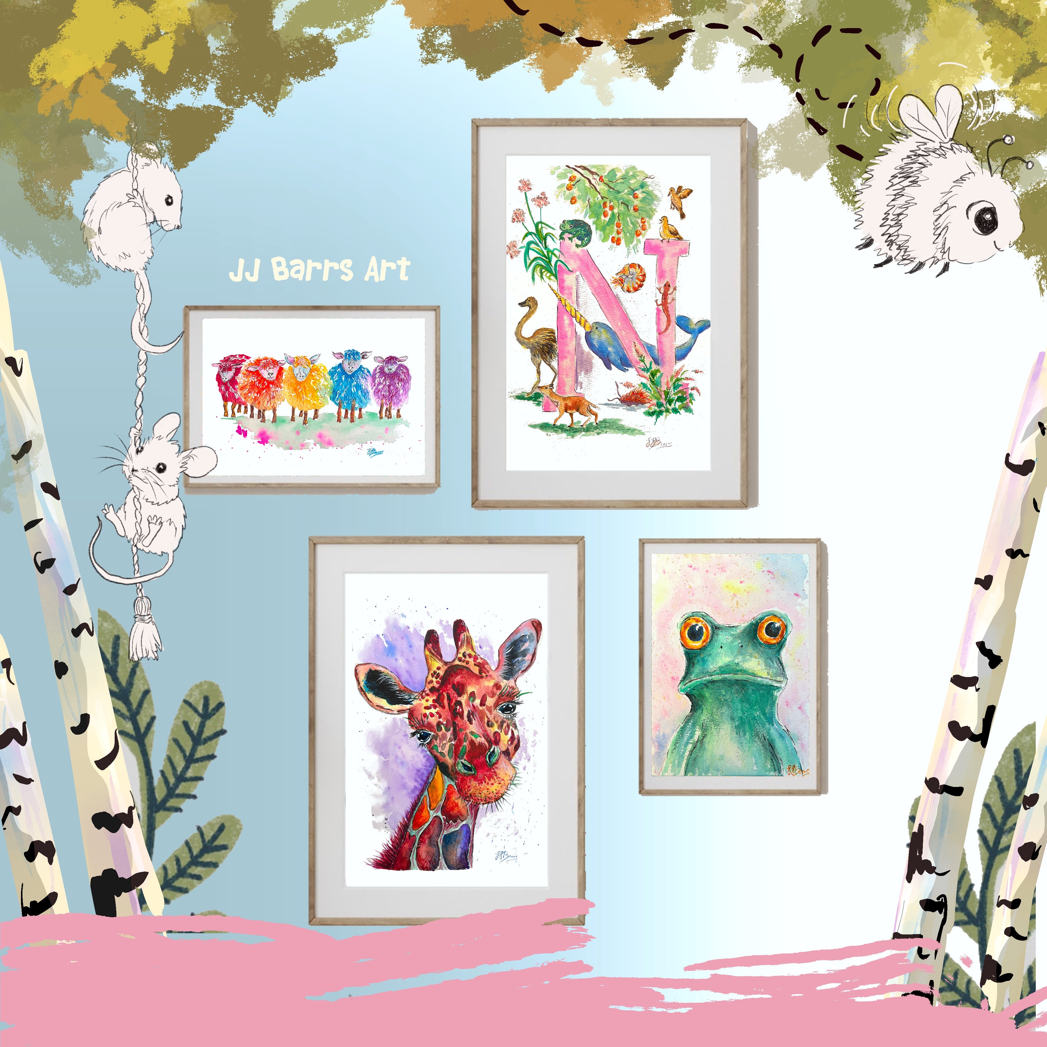 *N* A4/A3 Custom Name And Letter, Watercolour Art Print image 2