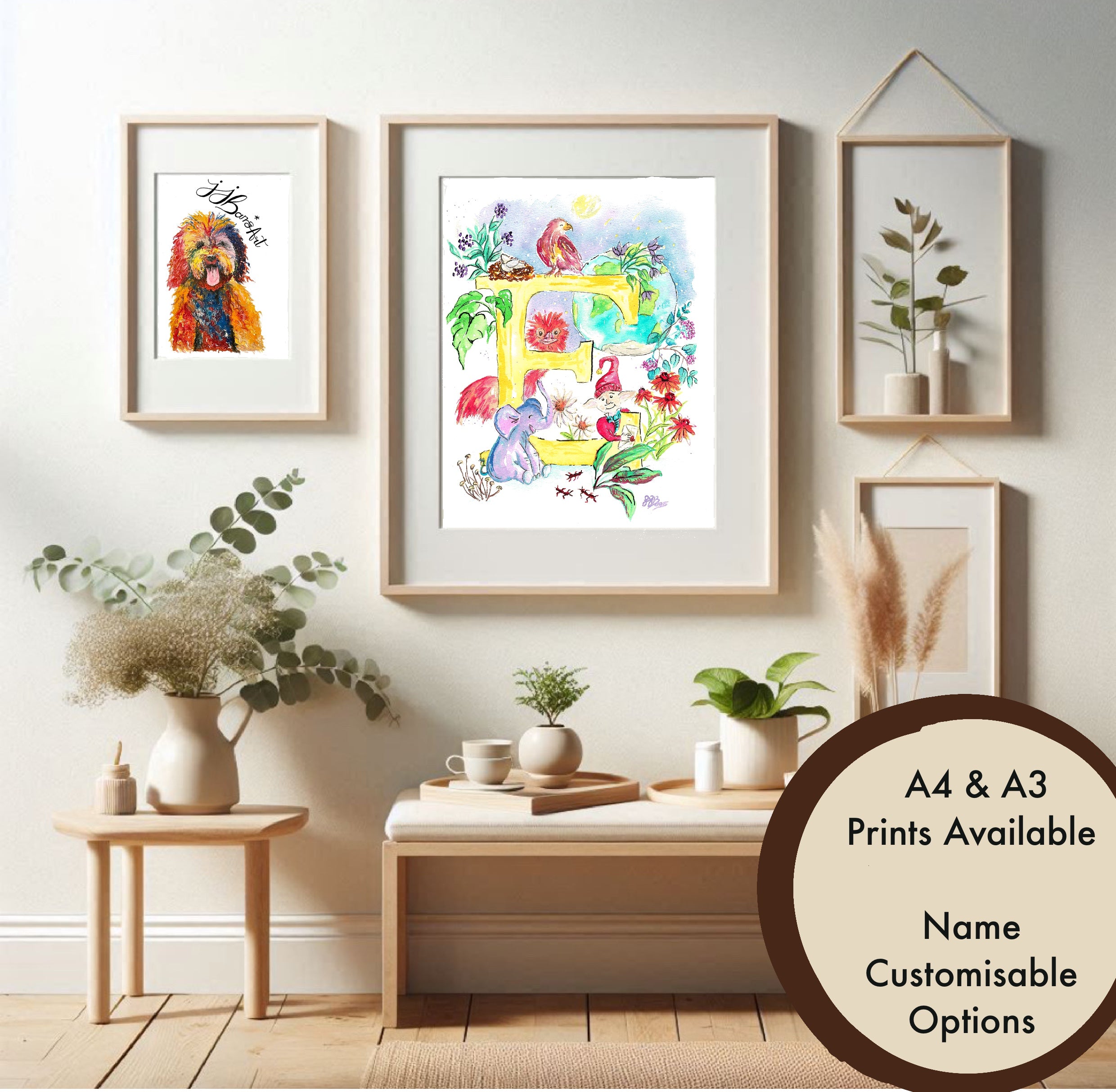 Letter *E* A4/A3 Custom Name and Letter, Watercolour Art Print image 3