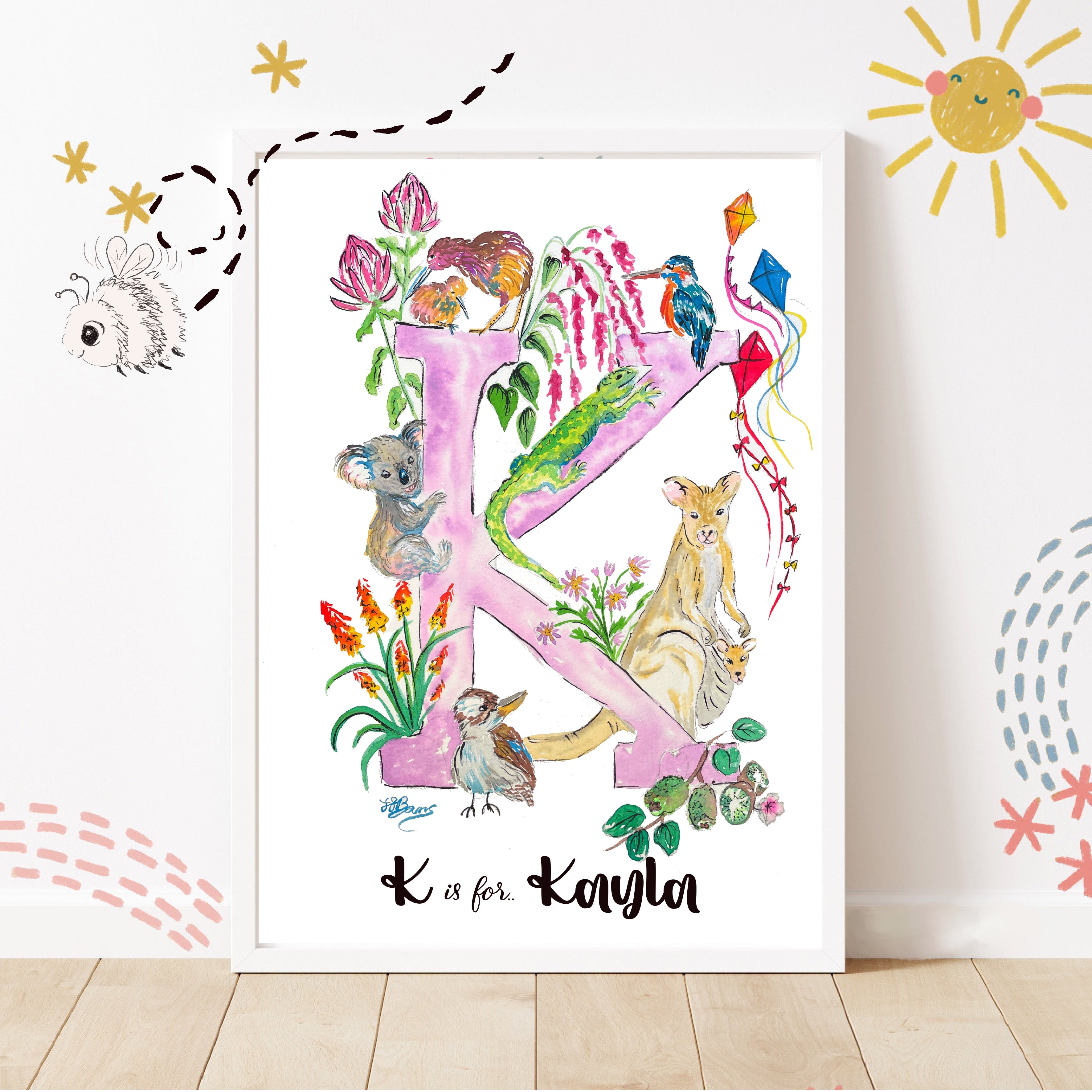 Letter *K* A4/A3 Custom Name And Letter, Watercolour Art Print image 0
