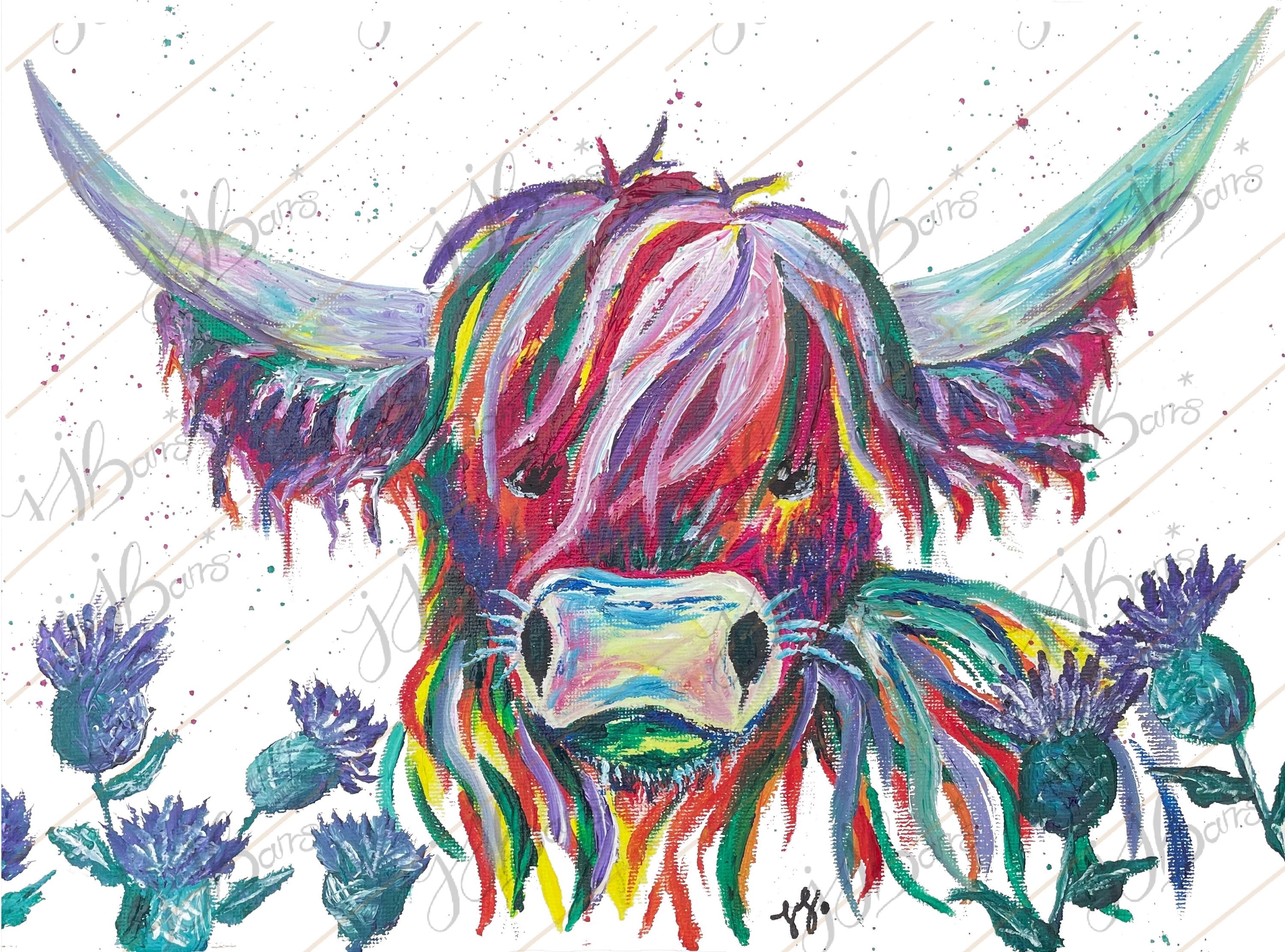 Highland cow Oil Painting Print image 3