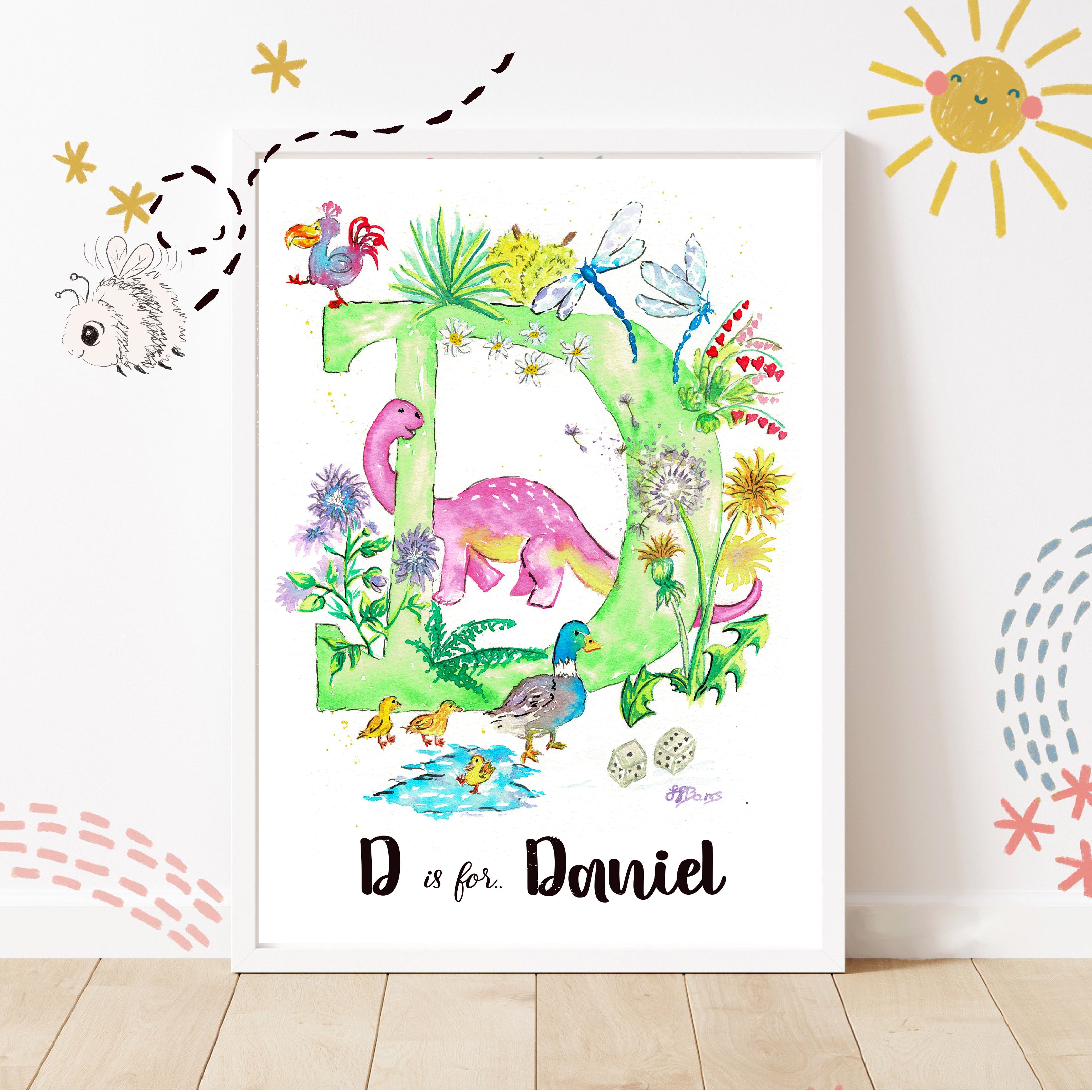 Letter *D* A4/A3 Custom Name and Letter, Watercolour Art Print image 0