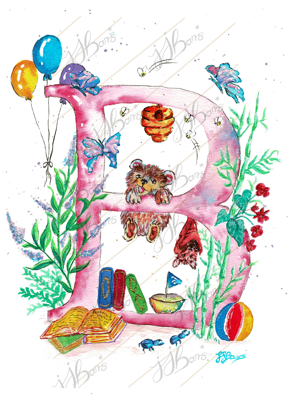 Letter *B* A4/A3 Custom Name And Letter, Watercolour Art Print image 1