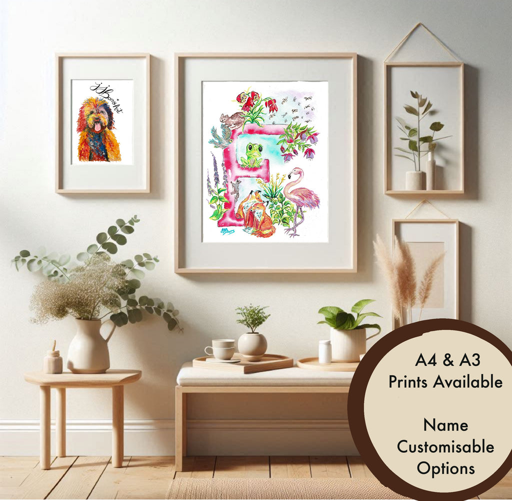Letter *F* A4/A3 Custom Name And Letter, Watercolour Art Print image 5