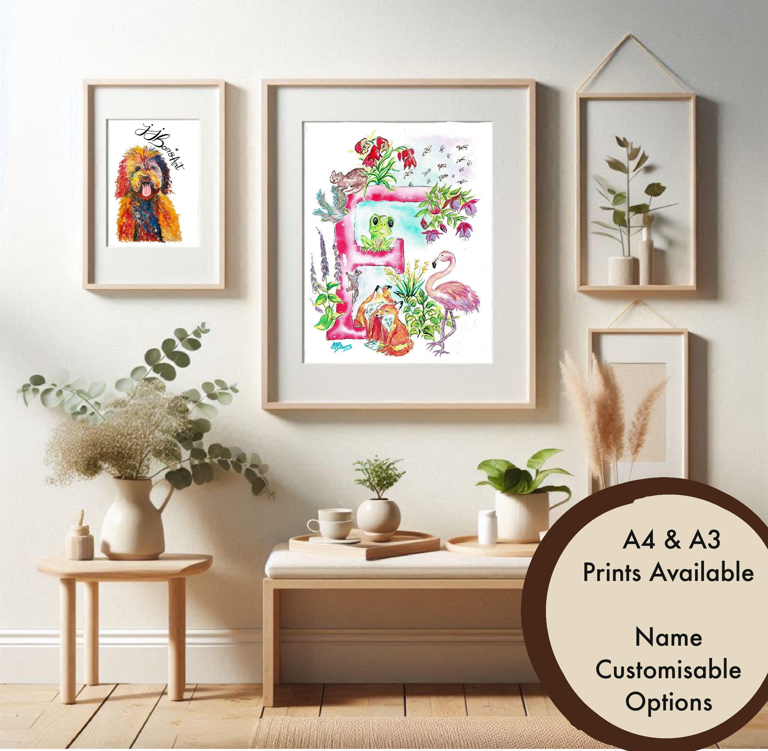 Letter *F* A4/A3 Custom Name And Letter, Watercolour Art Print image 5