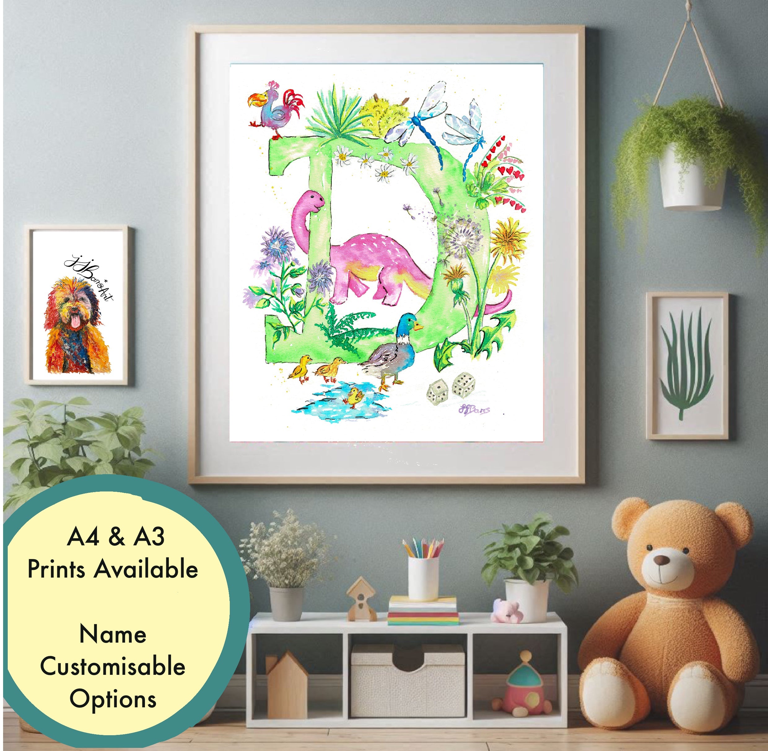 Letter *D* A4/A3 Custom Name and Letter, Watercolour Art Print image 3