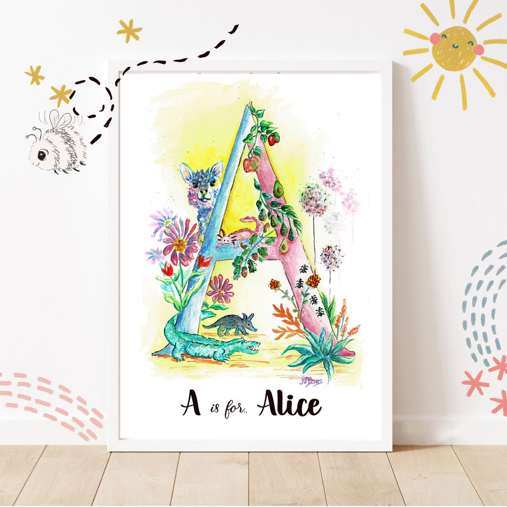 Letter *A* A4/A3 Custom Name & Letter, Watercolour Art Print image 0