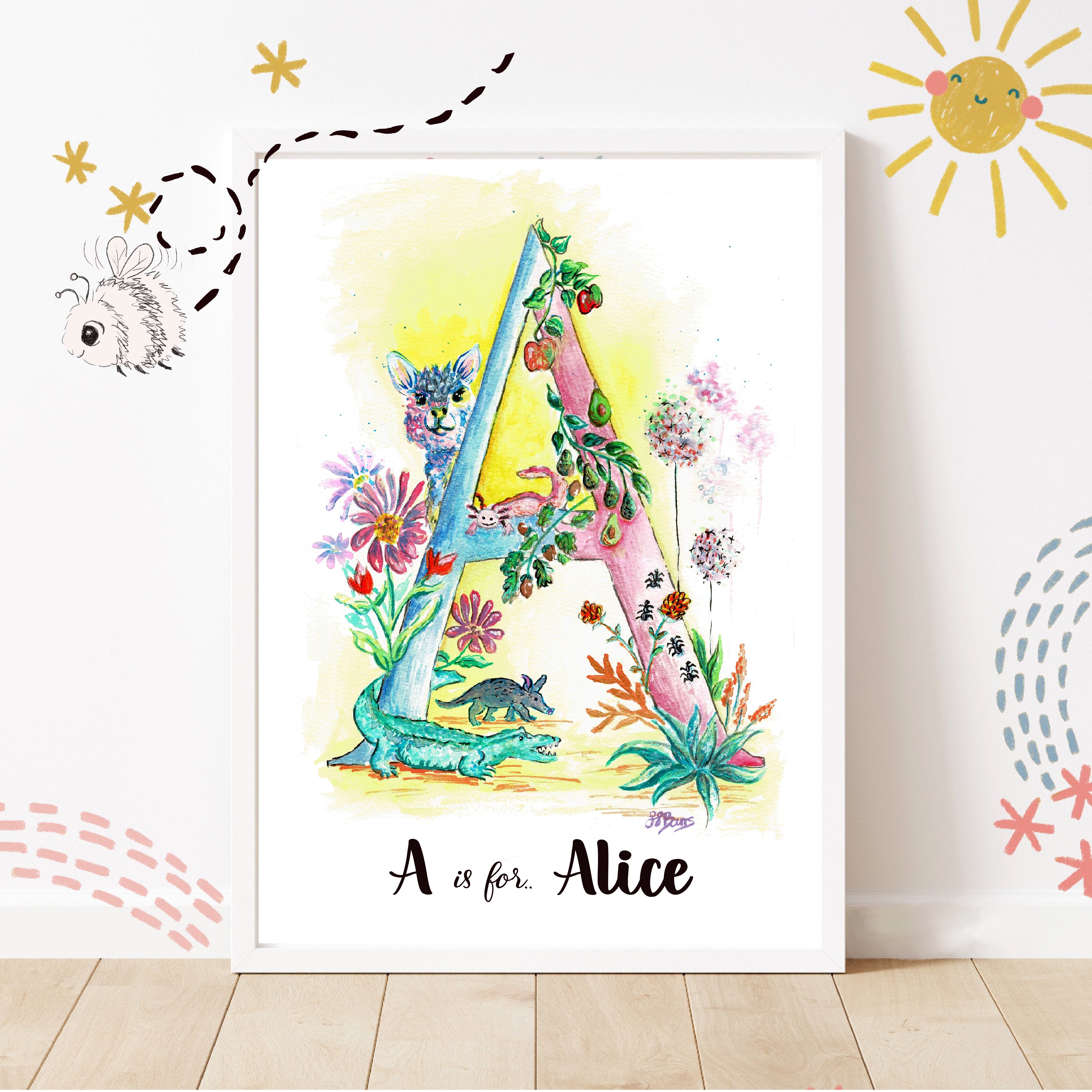 Letter *A* A4/A3 Custom Name & Letter, Watercolour Art Print image 0