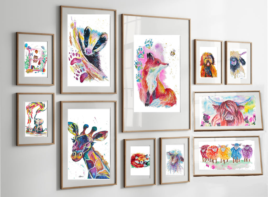 Biscuit the Giraffe watercolour Painting Prints image 1