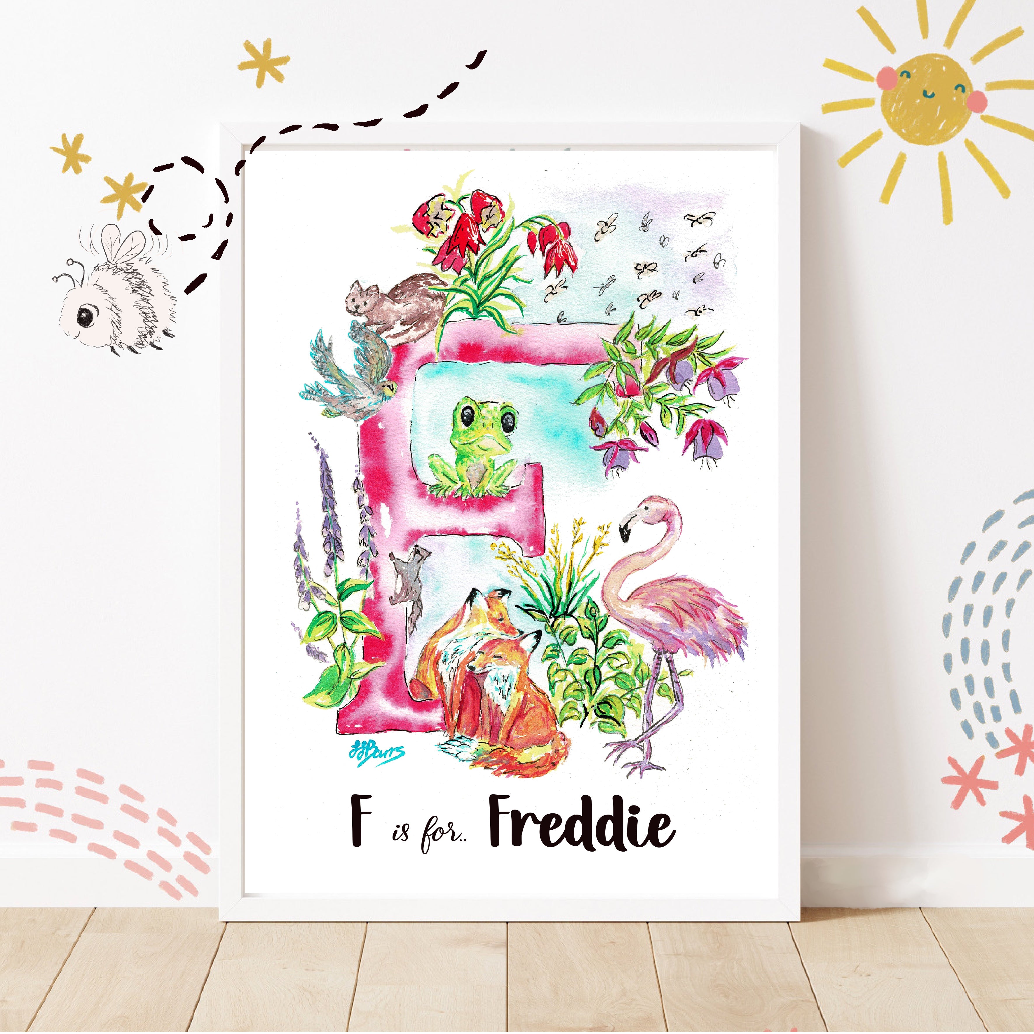 Letter *F* A4/A3 Custom Name And Letter, Watercolour Art Print image 0