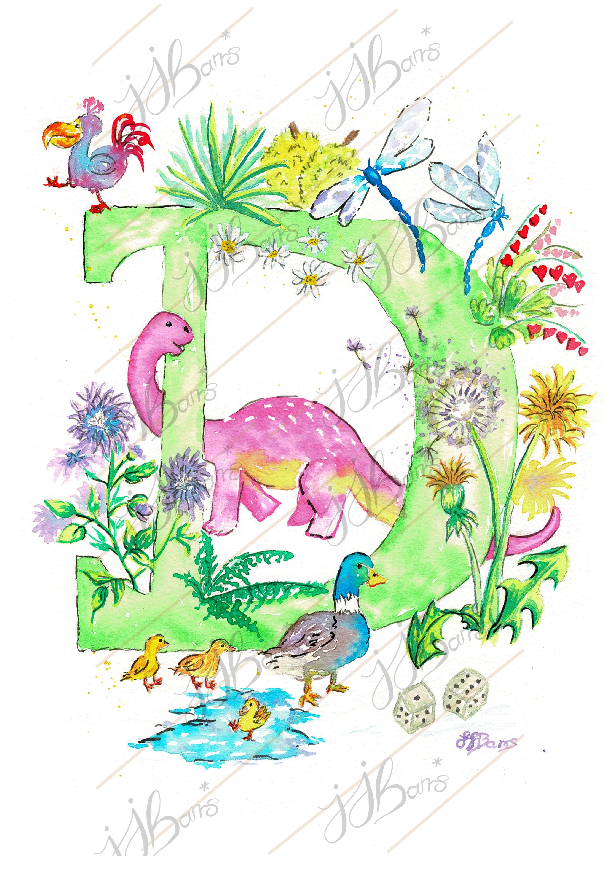 Letter *D* A4/A3 Custom Name and Letter, Watercolour Art Print image 1