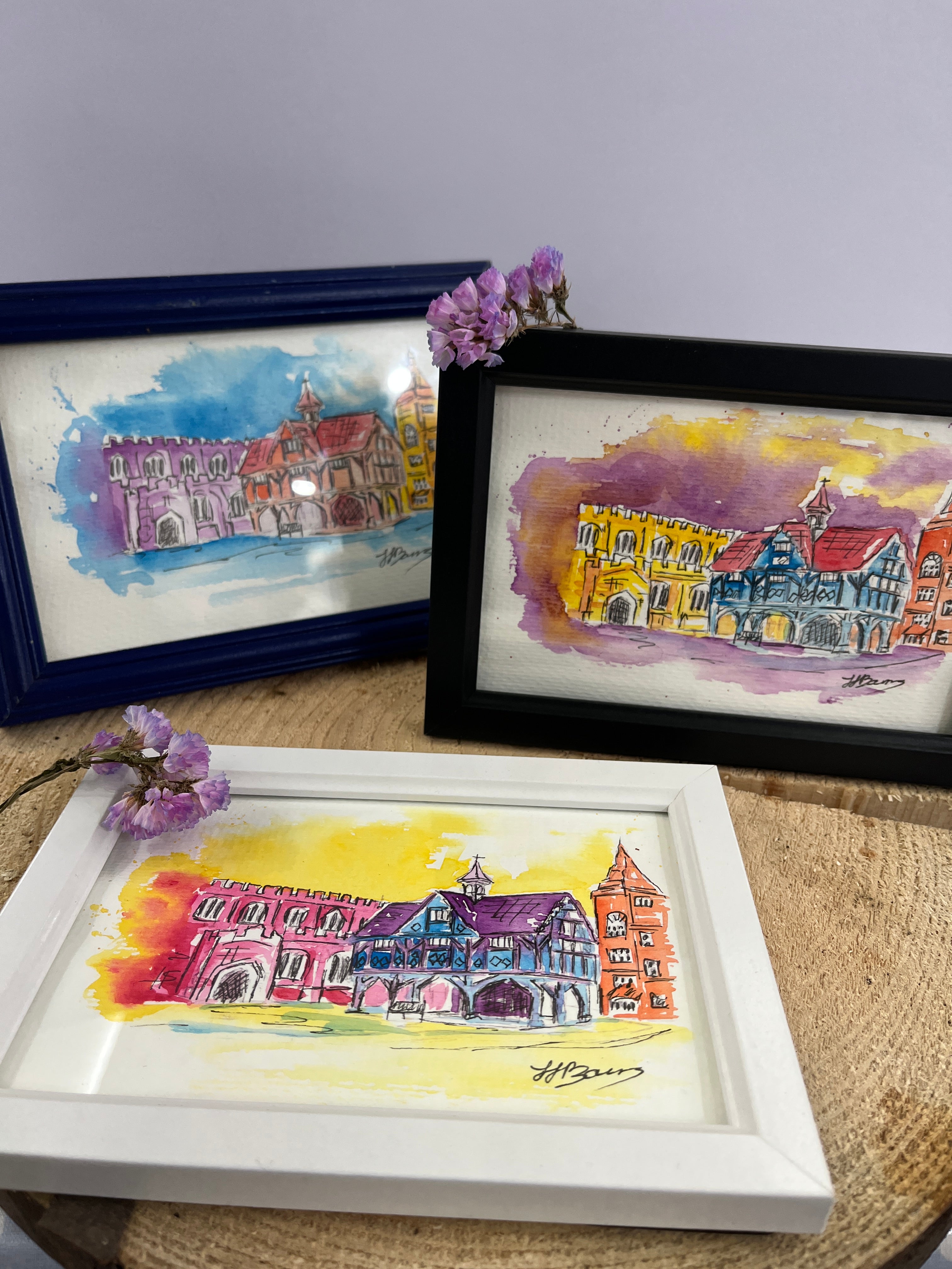 Market Harborough Old Grammar School, Original Watercolour Painting image 1