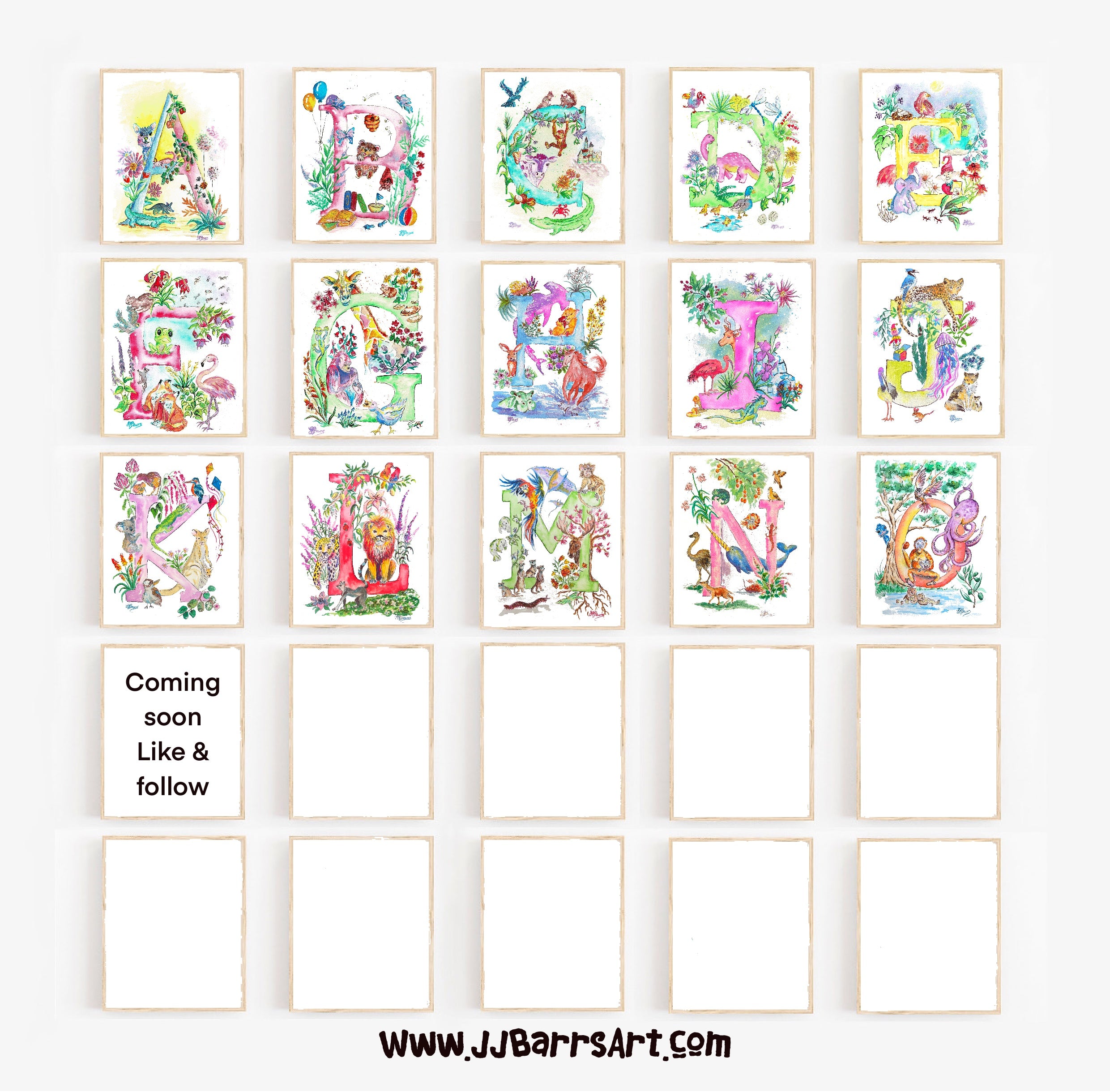  *L* A4/A3 Custom Name And Letter, Watercolour Art Print image 5