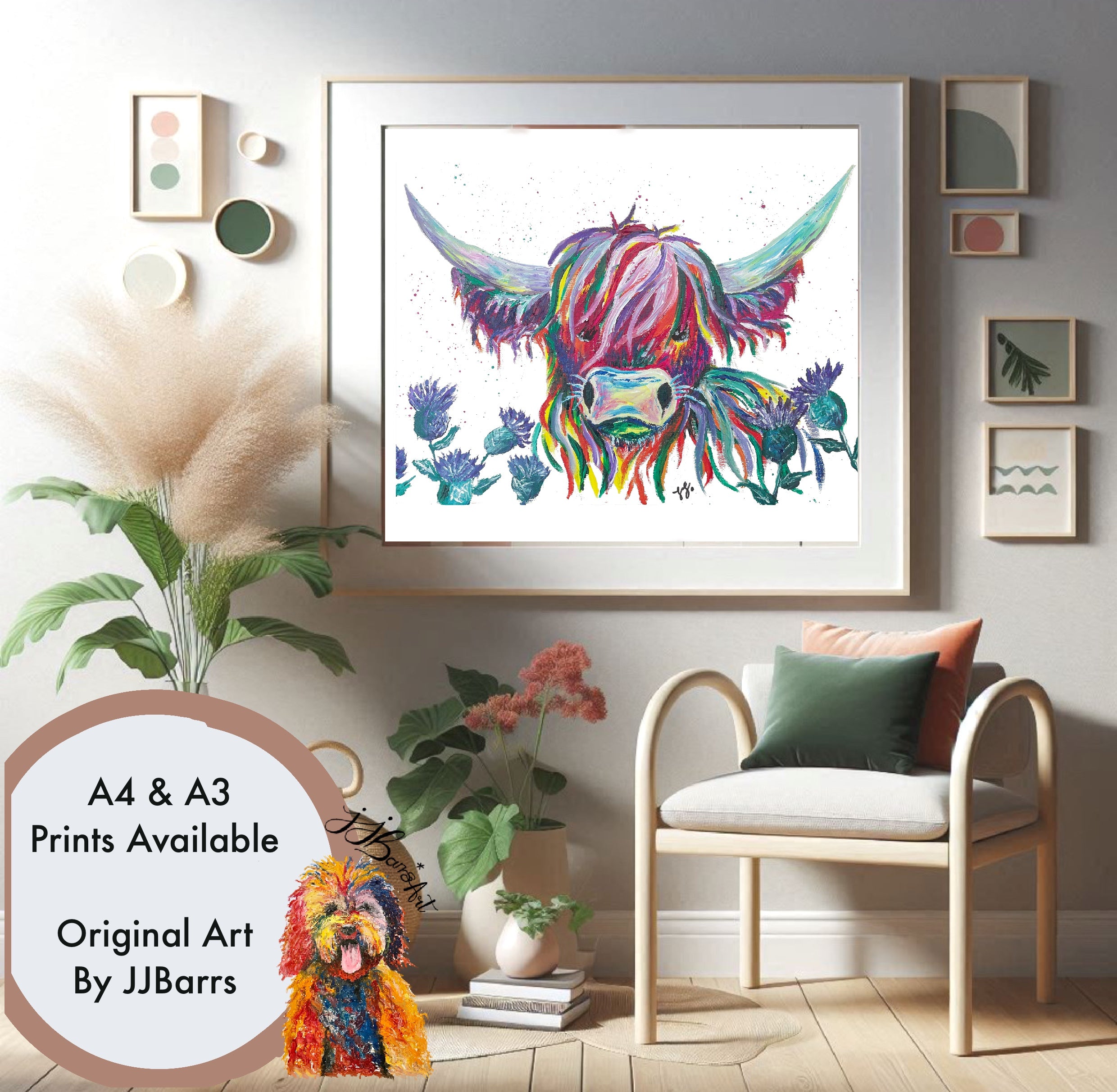 Highland cow Oil Painting Print image 0