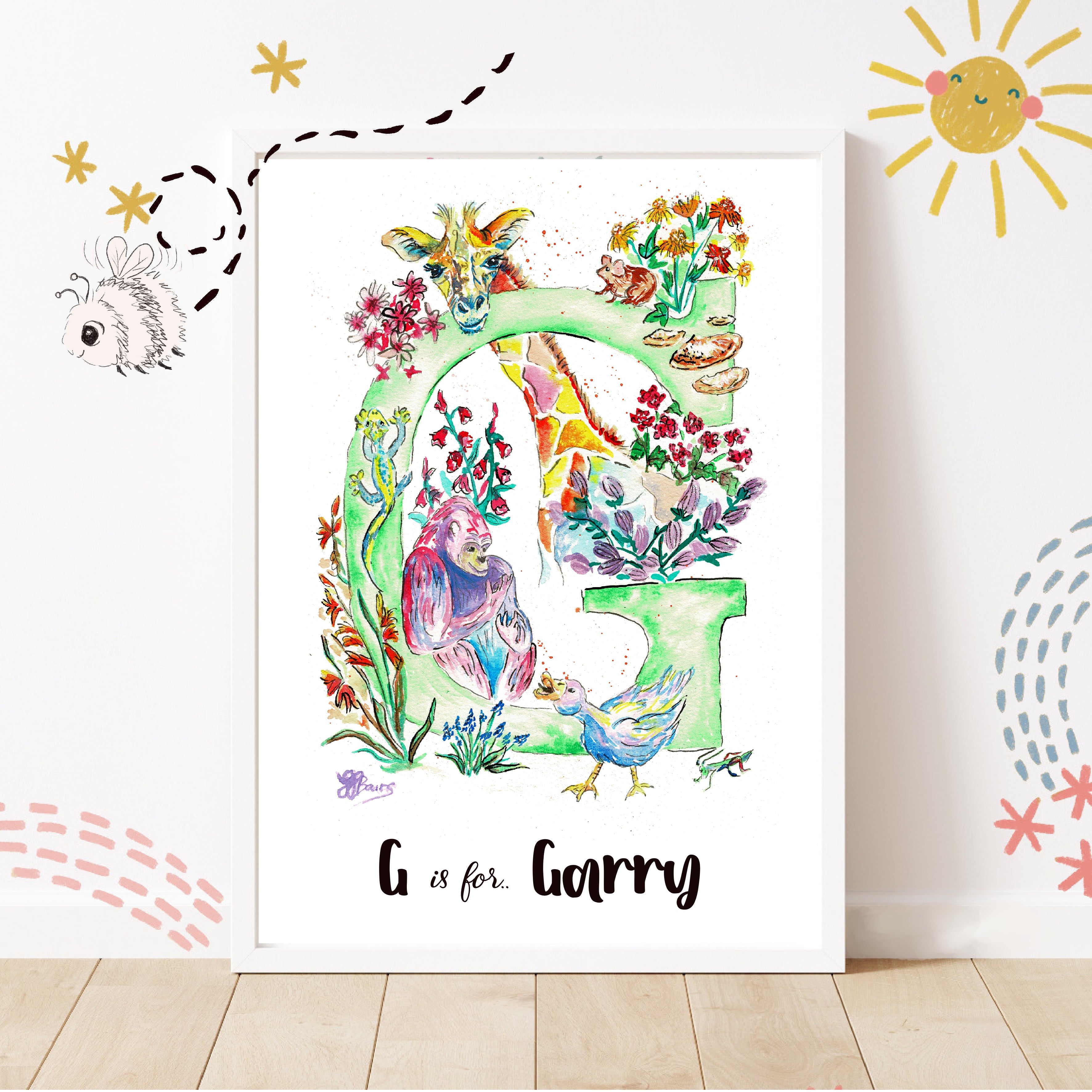 Letter *G* A4/A3 Custom Name And Letter, Watercolour Art Print image 0