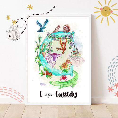 Letter *C* A4/A3 Custom Name and Letter, Watercolour Art Print | Jj Barrs Art